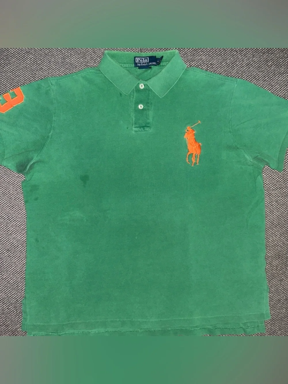 90s Polo Ralph Lauren Green Polo Shirt with Orange Pony